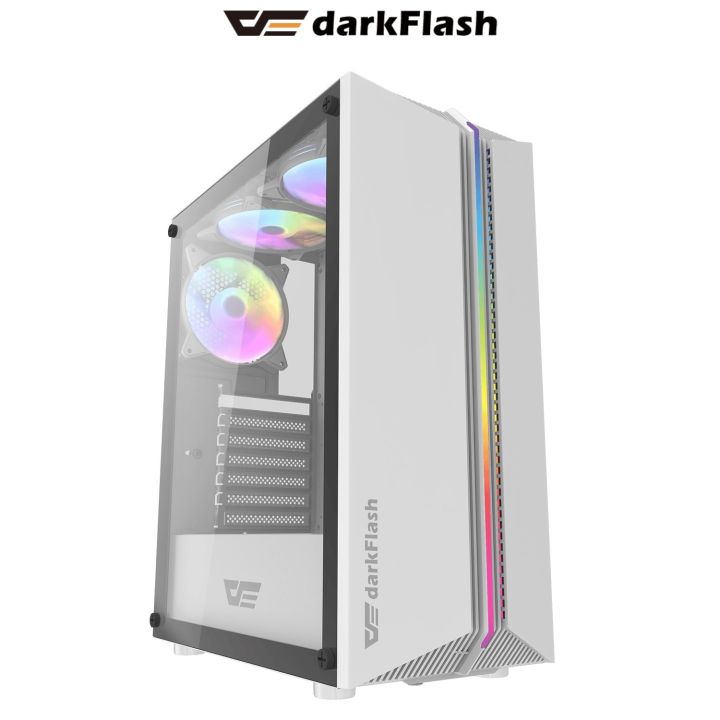 Aigo DarkFlash DK151 ATX PC Case White with 3 ARGB Fans and Changeable LED lighting on the front panel