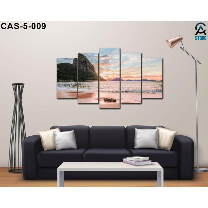 5 panel Canvas Wall Art Sea Waves Canvas Print Picture Scenery Painting Artwork for Living Room Office Home Decor Ready to Hang CAS-S-5-009