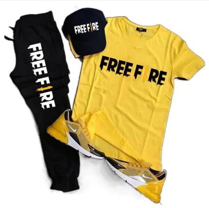 Free fire printed track suit for men-yellow&black