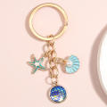 Cute Keychain Shell Starfish Conch Mermaid Fish Scale Key Ring Sea Key Chains Summer Gifts For Women Men DIY Handmade Jewelry. 