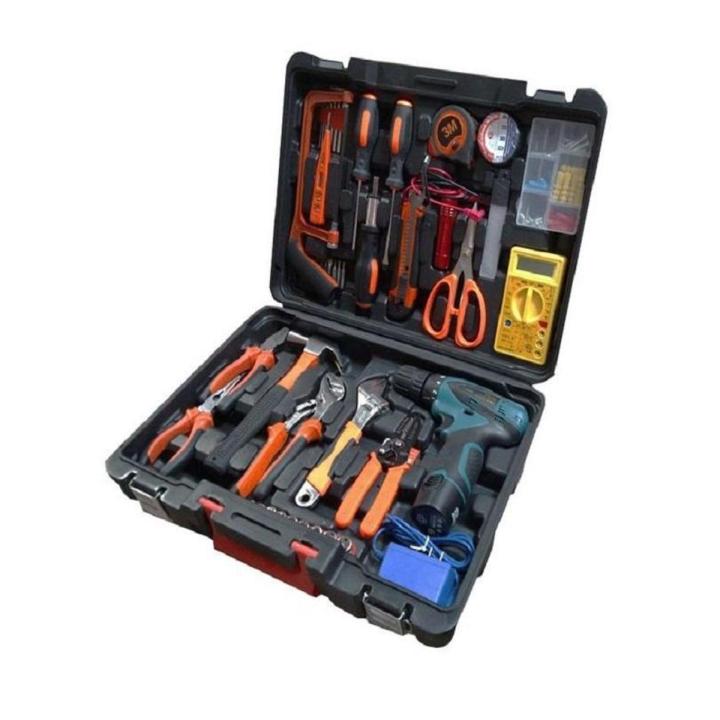 Tool Set with Cordless Drill - 12V - 121 Pcs - Multicolour