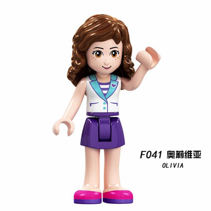 Legoing Girl Series Minifigures Princess Friends Set Olivia Andrea Emma Anna Elsa Building Blocks Toys Gifts