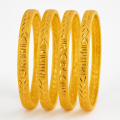 Gold Plated Engraved Bangles for Women – Traditional Jewellery Set | Hand-Carved Leaf Pattern, Long-Lasting Polish, Lightweight Daily & Party Wear Kada Style – Pack of 4. 