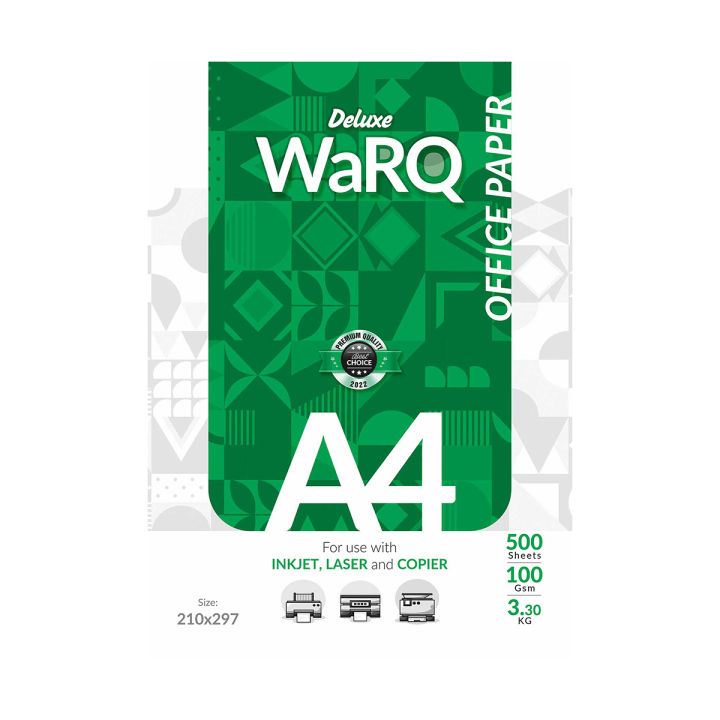 DELUXE WARQ PAPER A4 SIZE | 100 GRAM | 500 SHEETS