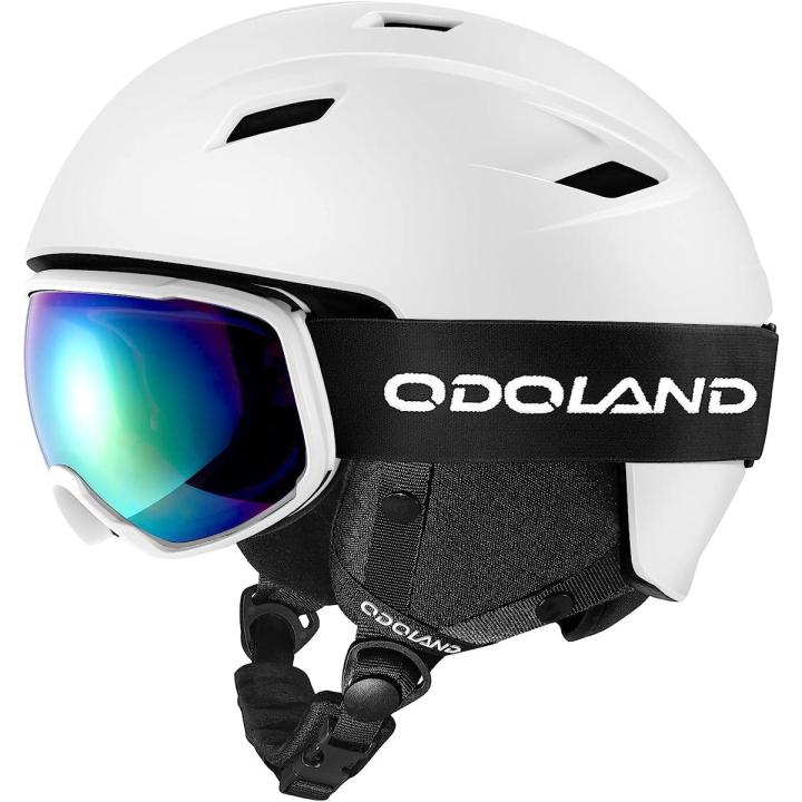 Odoland Snow Ski Helmet and Goggles Set, Sports Helmet and Protective Glasses Shockproof/Windproof Protective Gear (Small)
