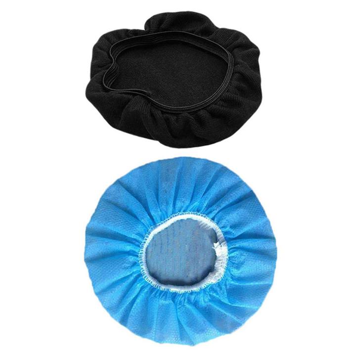 Flex Fabric Headphone Earpad Covers with 100 Pcs Disposable Hygienic Sanitary Earpads Ear Pads - black & blue