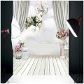 5x7FT White Curtain Backdrop Studio Flower Floor Background. 