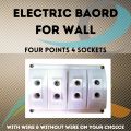Electric Extension Board Wall Mount | High-Quality PVC Box & Fiber Sheet | Piano Switch Sockets (4 Points) | Durable, Safe Power Outlet for Home & Office | Efficient & Reliable Power Supply with Compact Design. 