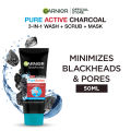 Garnier Skin Active 3-in-1 Charcoal Blackhead Face Wash Mask Scrub 50ml. 