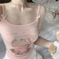 Girls' Summer Y2K Wear Slim Short Sleeved T-shirt Camisole And Cute Young Girl Clothing Sweetheart Tea Cup Rabbit Short Top. 