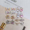 Nail Art Stickers LZ Internet celebrity big bow pendant real gold color-retaining copper inlaid zirconia nail jewelry flower love zircon nail sticker. 