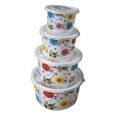 4 Pcs Printed Food Storage Boxes with Covers Random Prints. 