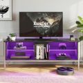 Gaming TV Stand Console up to 70 Tv,20 Color LED Entertainment Center,High Glass Television Stands with 2-Layers Storage Cabinet Media Player for Living Bedroom (Customised). 