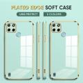 (Free Lanyard) Luxury 6D Plating Case for Realme C21Y / C25Y Back Cover Soft Silicone Square Frame Shiny Bling Phone Cases. 