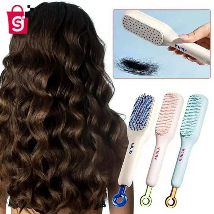 Self Cleaning Hair Brush Retractable Easy Clean Hair Brush Massage Comb with Retractable Bristles One-pull Clean Anti-Static Hair Brush for Easy Removal of Tangled Hairs - Hair Styling Tools New-One-Pull clean massage comb