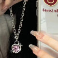 1Pc/Pair Fashion Pink Peach Heart Necklaces Earrings Sweet Cool Jewelry Sets SUPER BABY. 