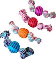 Pet Dog Treat Ball Dog Toy Cotton Rope Chew Toy with Rubber Ball – Molar Toy for Dog Christmas Ball – Cleaning Teeth Toy for Small Medium Puppy Indoor Outdoor. 