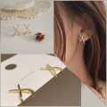 X Shape Cross Zircon Earrings | New Design | Cool Looking | Imported | Gold Plated |. 