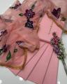 Unstitched 3-Piece Dress Kataan Silk Dress with Hand-Painted Embellished Organza Dupatta for Women. 