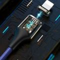 DIVI 1.8M Magnetic Micro USB Data Sync Fast Charging Cable for Samsung Huawei Xiaomi Braided LED Fast Charging Cable - RED. 