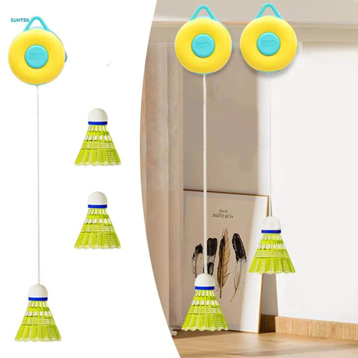Indoor Badminton Trainer Kids Adults 3 Balls No Need Table Single Player Practice for Games Workout