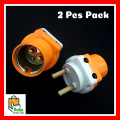 2Pcs 2 Pin Parallel Adapter with Light/Bulb Holder and Plug Socket, Multicolour - Variation B22 Pin Type. 