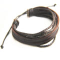 Bracelet Handmade Lace Up Wrist Strap Adjustable Leisure Fashion Men's Hand-woven Multilayer PU Leather. 