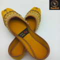 Yellow Khussa Fancy with Golden Work Traditional Pakistani Khussa | Women's Ethnic Wedding Khussa Jutti For Women. 