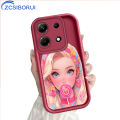 ZCSIBORUI for Infinix Note 30 4G 5G Back Cover Pink Lollipop Barbie Pattern Soft Camera Protection Rubber Square Ladder Phone Case. 