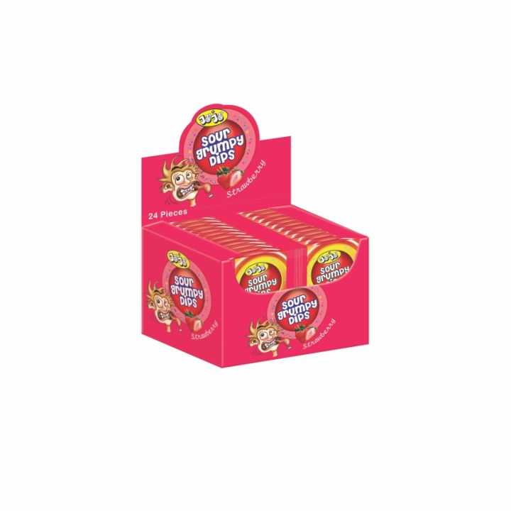 JoJo Sour Grumpy Dips Lollipop (24 Pieces) Strawberry