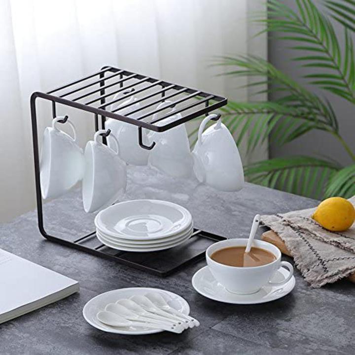 High quality Iron Mug Tea Cup Holder Stand In Black, Hanging Tree Drainer Tea Coffee Cup Rack Stand
