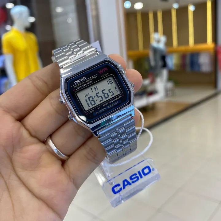 Casioo General Vintage Youth Silver Tone Resin Digital Rectangle Silver ...