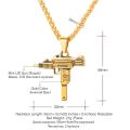 Mens Black Chain Necklace High Quality Stainless steel Uzi toy gun Pendant. 