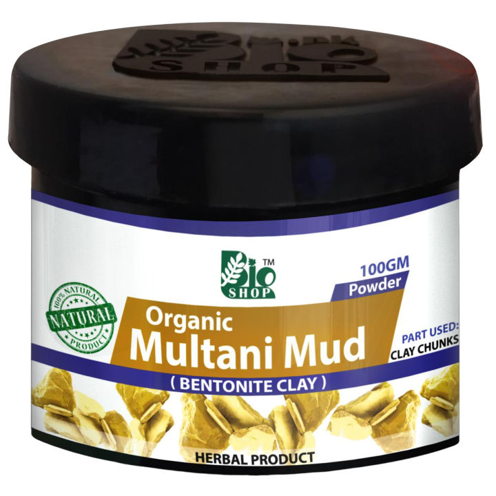 Bio Shop™ Multani Mitti Organic Multani Mud Fine Powder Face Pack Multani Matti Powder 100% Natural - 100 gm