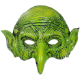 Halloween Green Goblin Mask Creepy Scary Halloween Latex Witch Evil Demon Warlock Half Face Mask. 