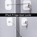 Refrigerator Lock, Mini Fridge Lock with Key for Adults, Lock for a Fridge, Cabinet Door(White 2Pack). 
