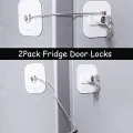 Refrigerator Lock, Mini Fridge Lock with Key for Adults, Lock for a Fridge, Cabinet Door(White 2Pack). 