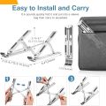 Aluminum Alloy Folding Laptop Stand Portable Adjustable for Table - All Laptops with size 13 / 13.3 / 13.6 / 14.2 / 14.6 / 15.6 inch - inches - for compatible Macbook New Air / Retina / New Pro / 2020 - 2021 - 2022 - M2 / M1. 