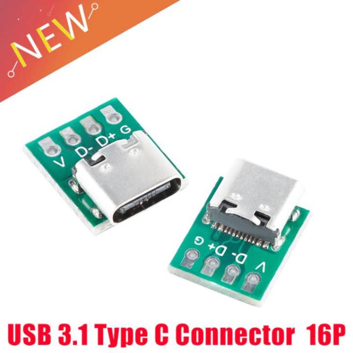 2Pcs USB 3.1 Type C Connector 16 Pin Test P.C.B Board A Adapter 16P Connector Socket For Data Line Wire Cable Transfer