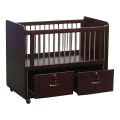 Wooden Baby Crib with Storage Drawers (Dark Brown). 