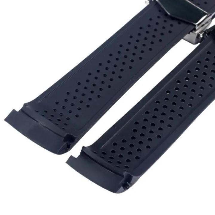 Ewatchparts 22mm Black Rubber Strap For Tag Heuer Grand Aquaracer Calibre 17 – Deployment Clasp