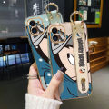 chenyyka For Infinix Spark 6 Air Case With Wristband New Design Square Edge Phone Case Cartoon Cute Mickey Pattern Shockproof Plating Silicone Casing Full Cover SoftCase Protection Cases Girl Women. 