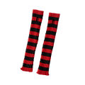 Arm Sleeves Stretchy Knitted Arm Sleeves with Thumbhole Design Red-black Striped Half Finger Arm Gloves for Cosplay Halloween Costume Women's Elbow Length Arm Warmer. 