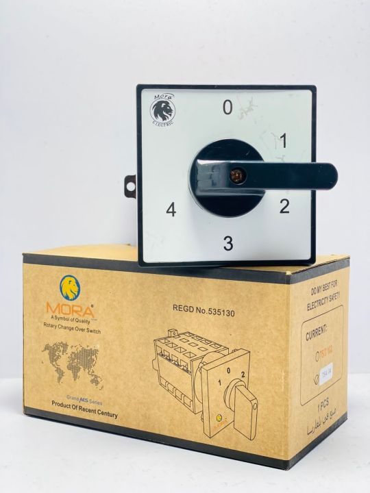 4 Line 75A-50A (0-1-2-3-4) Phase Selector and Neutral Cut ChangeOver Switch For 4 Meters | Original Mora Change Over