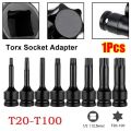 1Pcs New Metric 1/2 Inch Shank Electric Drill Socket Adapter Long Bit 78mm Length Torx Socket Cr-Mo Steel T20-T100 Socket Wrench. 