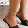 Foot accessories Simple cold punk letter M silver alloy anklet set of 4 for girls for women low price. 
