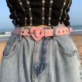 Heart Denim Belt for Women Love Buckle New All-Match Jeans Belts Ladies Pink Fabric Strap Female Personality Dress Waistband. 