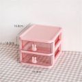 Lipstick | Makeup Organizers Cute Bunny Handle Plastic Storage Drawer Makeup Storage Box Cosmetics Storage Shelf Plastic Storage Shelves | Desk Organizer 2 Layers Perfect for Gril | Woman. 