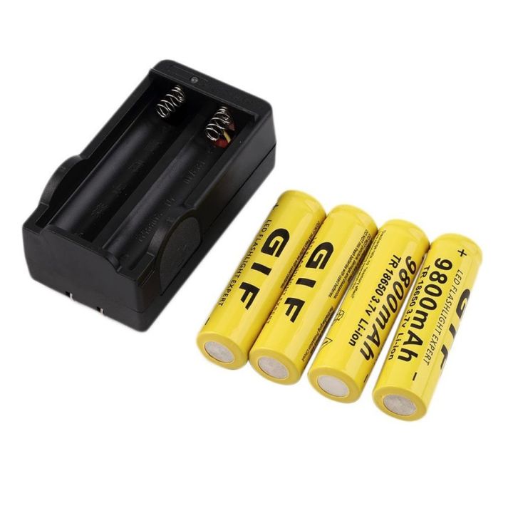 4 PCS 18650 Battery 3.7V 9800mAh Rechargeable Li-ion Battery With Charger