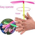 [Random Color] LED Propeller Luminous Flying Fan Toy / Classic Childhood Bamboo Dragonfly Toy / Hand Rubbing Dragonfly Flying Toy. 